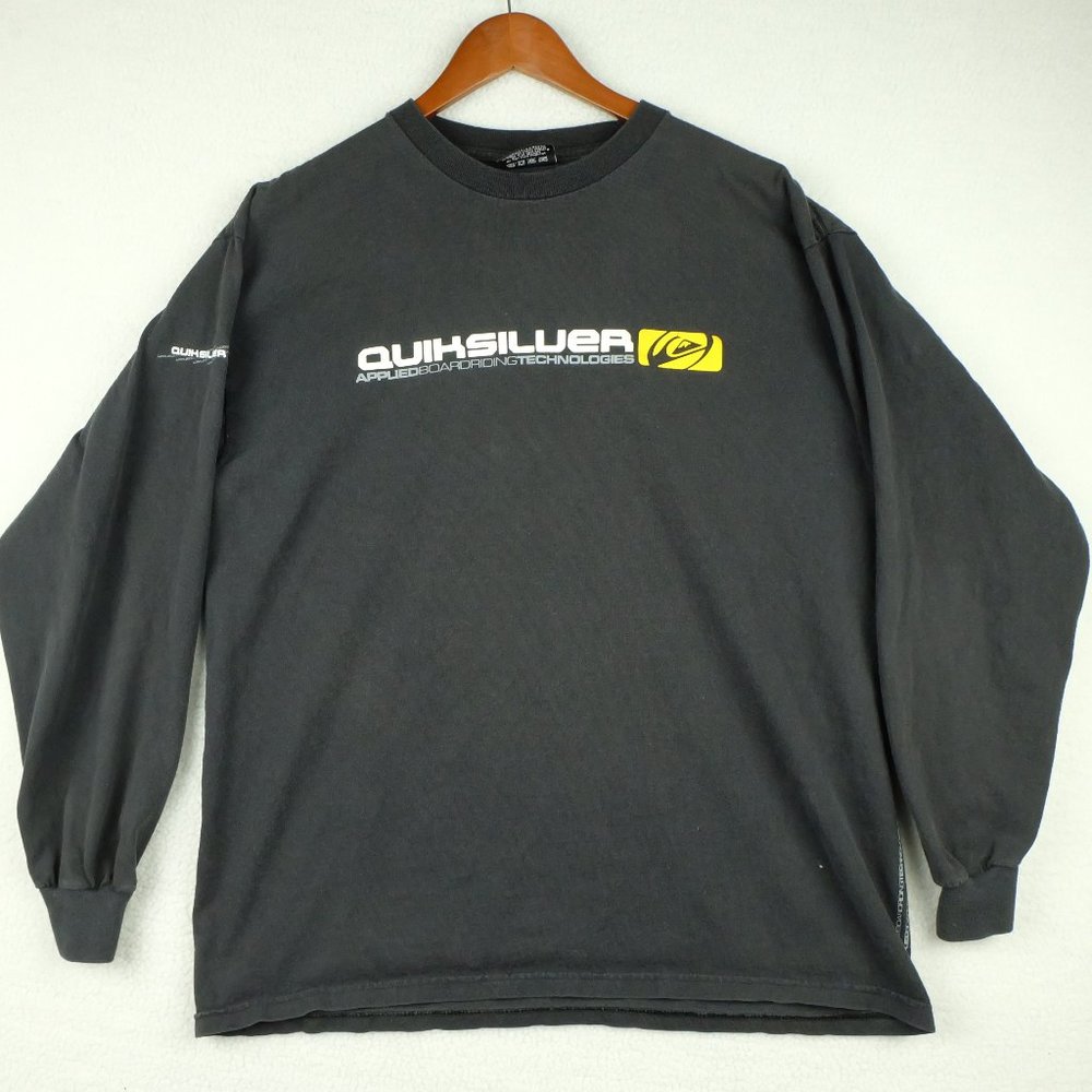 Quiksilver Mens T Shirt Large Vintage Long Sleeve Spell Out Logo Skateboarding - Picture 1 of 10